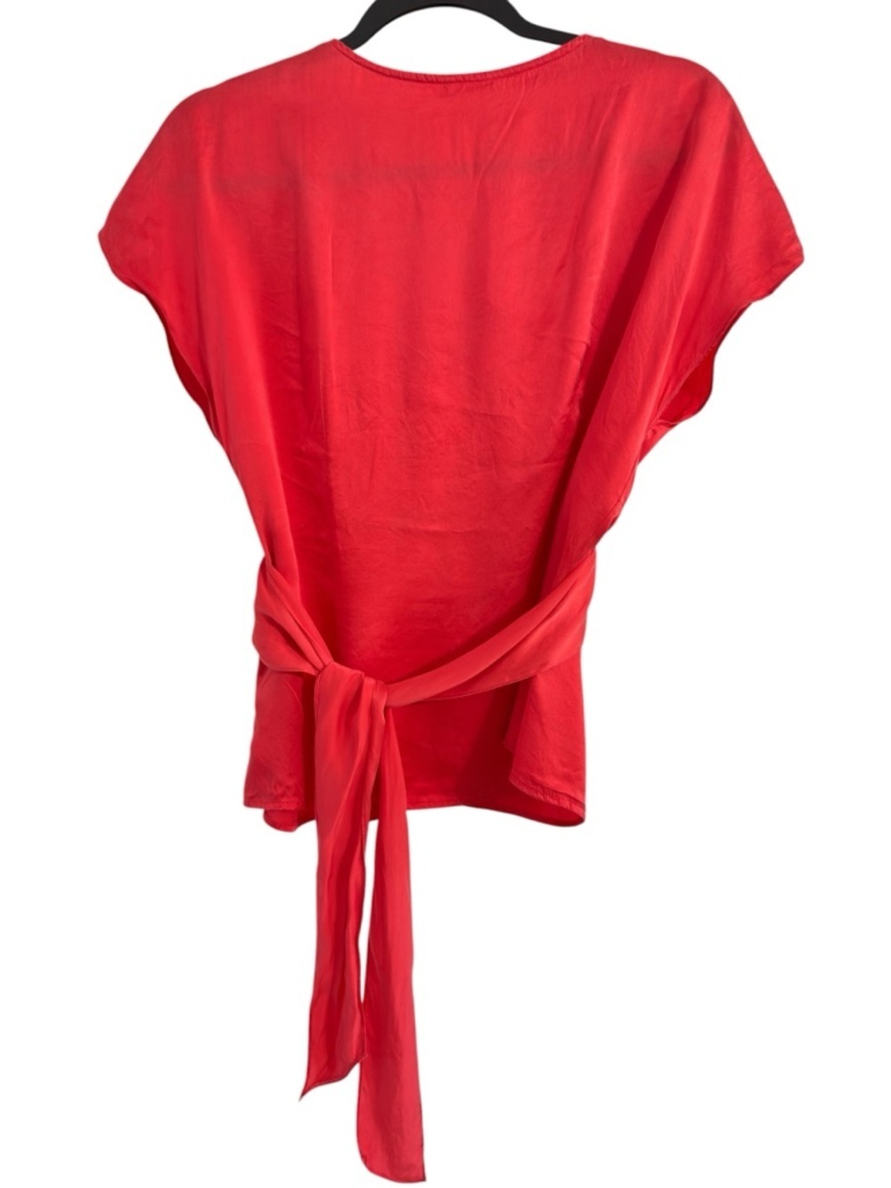 VTG Old Navy 100% Silk Salmon Color Blouse Tie Waist Button Front Top Sz. L Y2K - Picture 4 of 12
